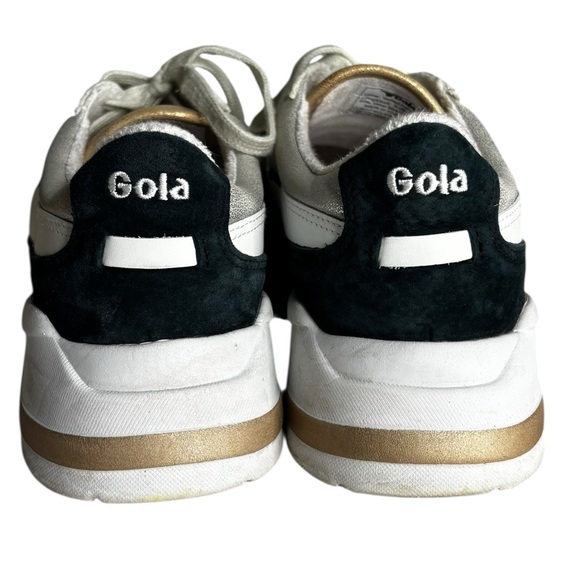 Gola Women's Eclipse Mode Leather Sneakers in Silver Gold Black White Size 9 - Picture 4 of 10
